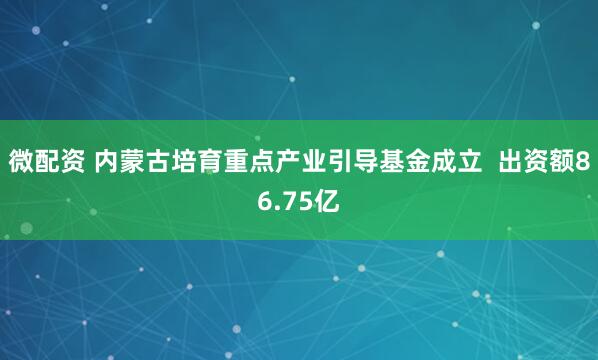 微配资 内蒙古培育重点产业引导基金成立  出资额86.75亿
