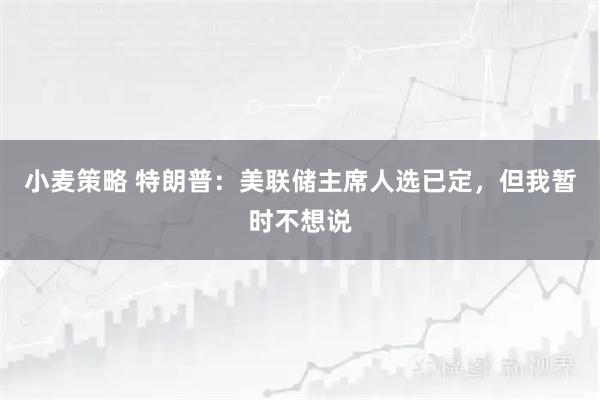 小麦策略 特朗普:美联储主席人选已定,但我暂时不想说